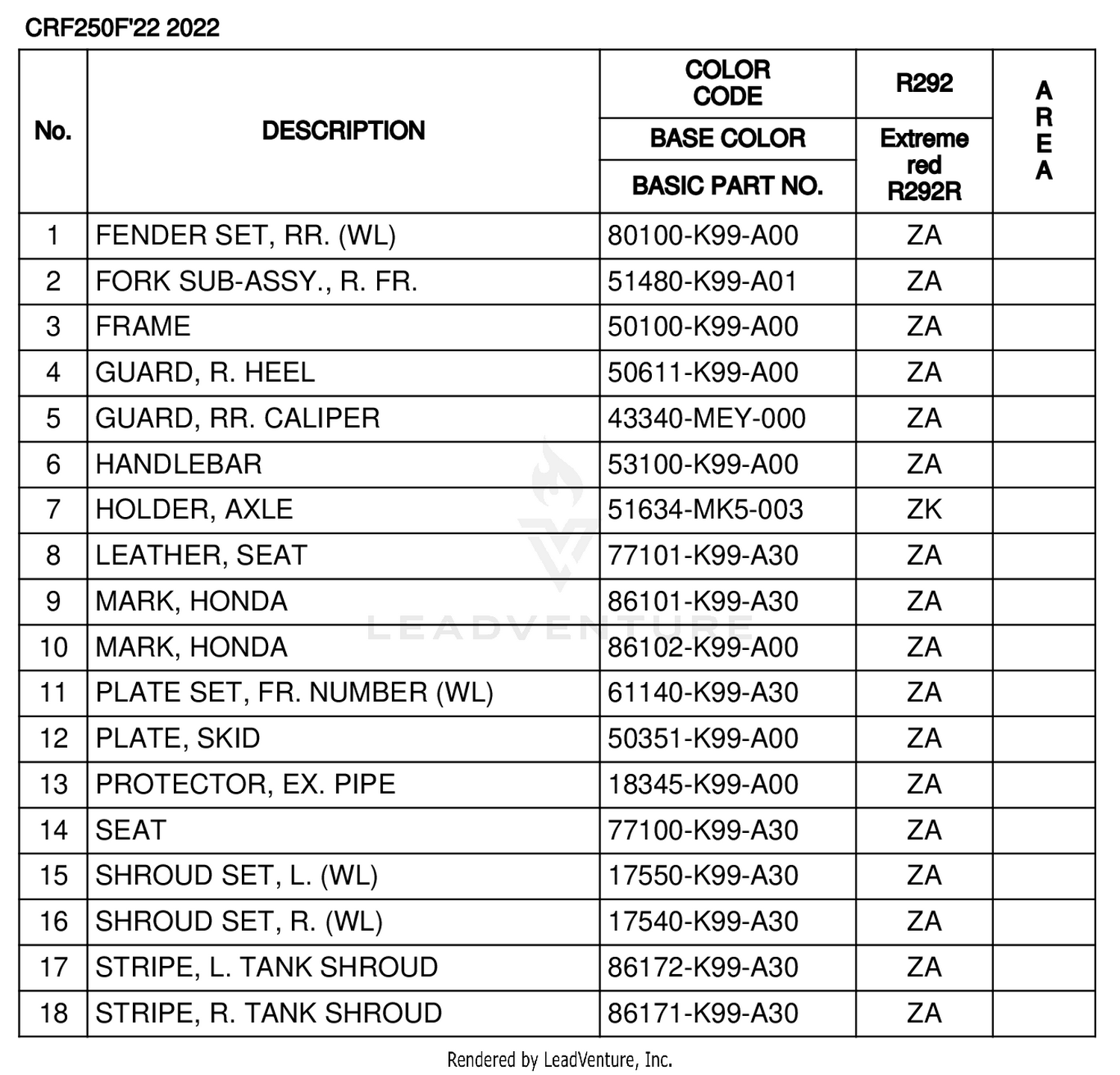 COLOR TABLE