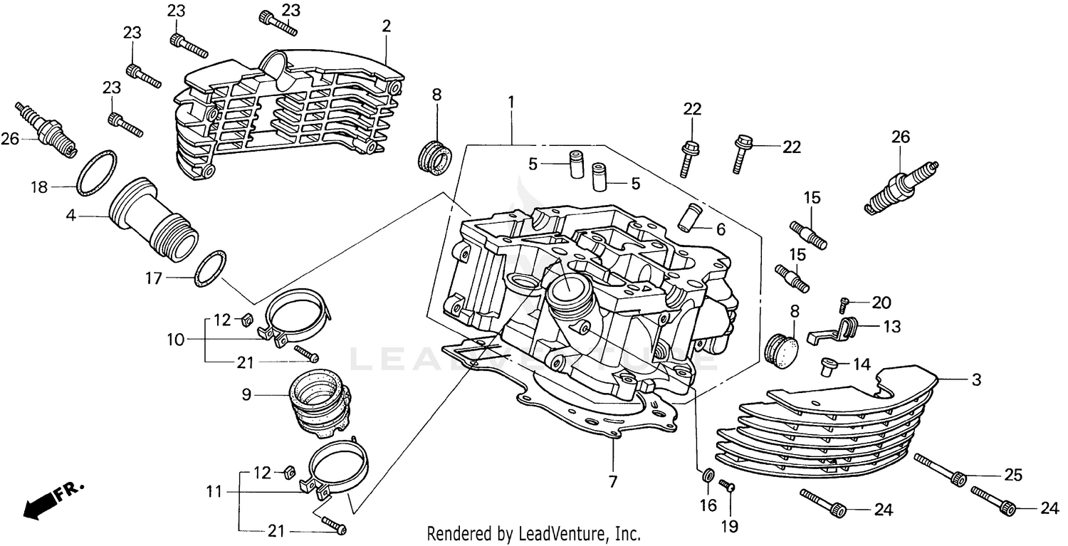 VT1100C2REAR CYLINDER HEAD