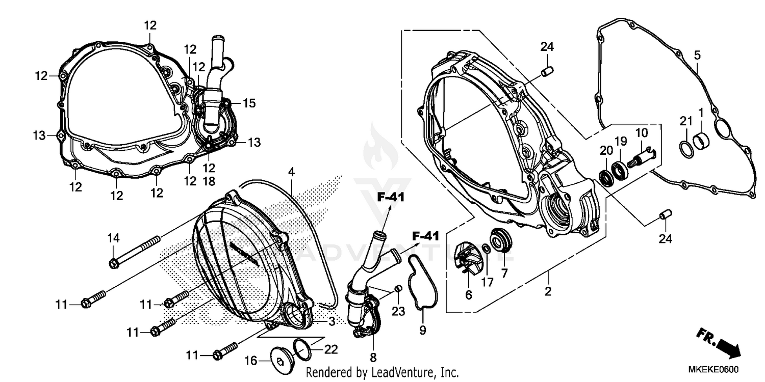RIGHT CRANKCASE COVER    @WATER PUMP