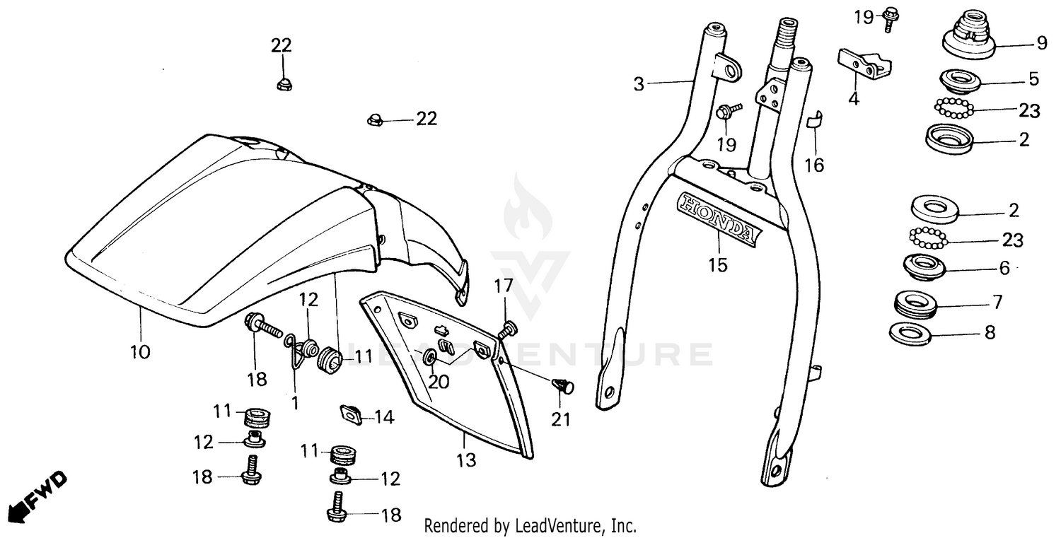 FRONT FENDER + FRONT FORK