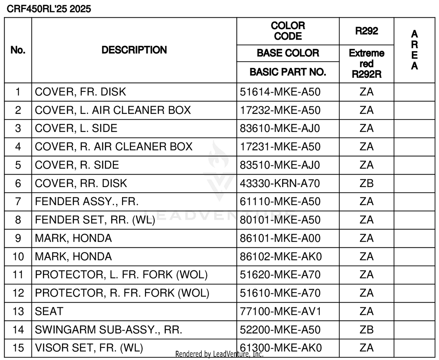 COLOR TABLE