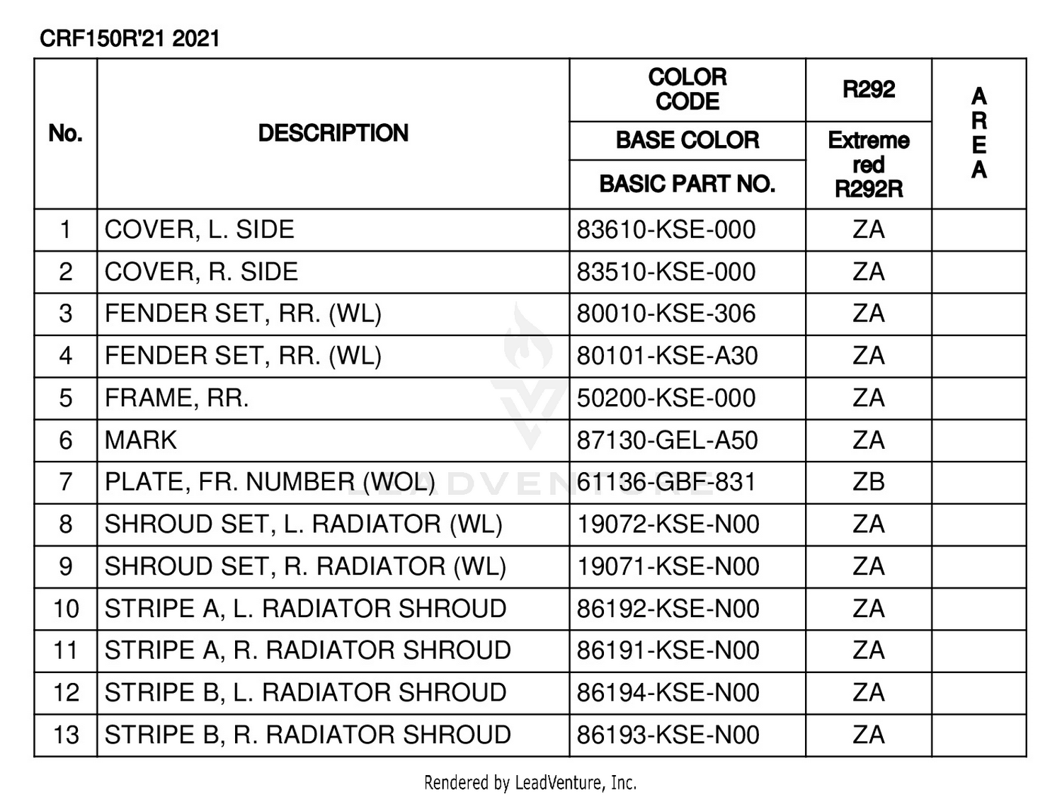 COLOR TABLE