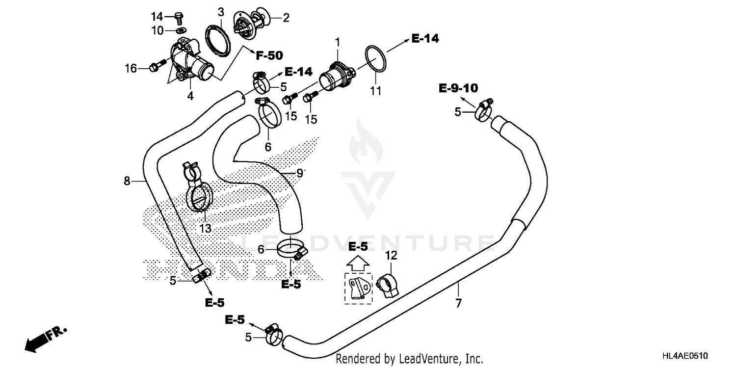 WATER HOSE@THERMOSTAT