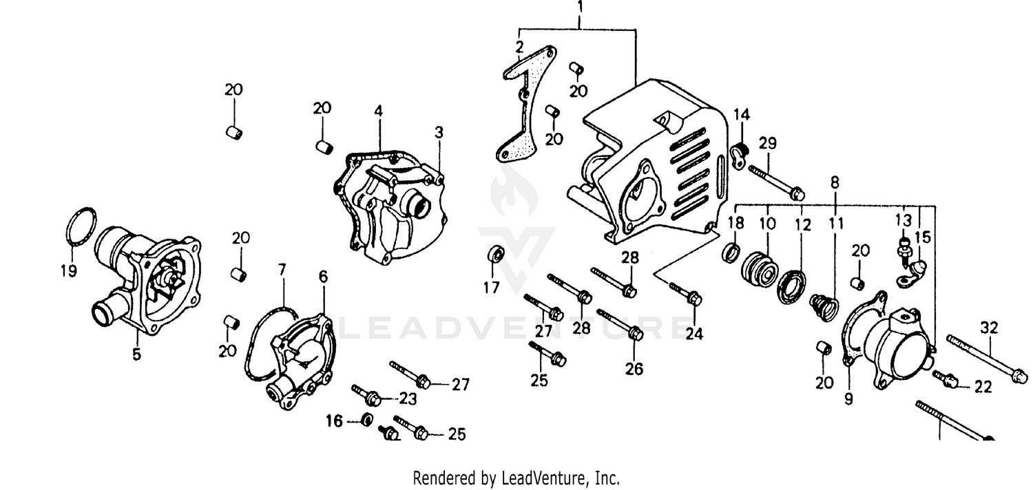 LEFT CRANKCASE COVER + WATER PUMP