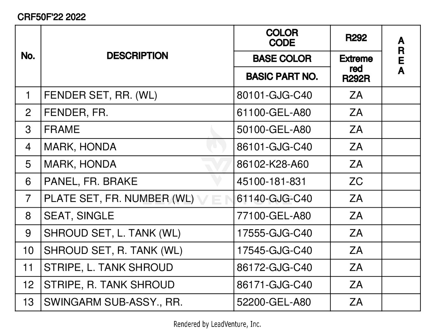 COLOR TABLE