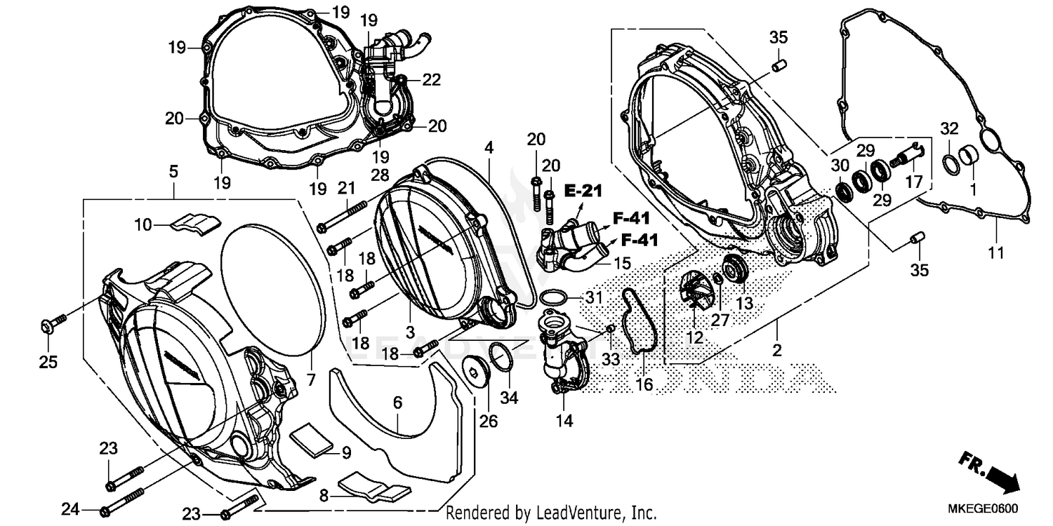 RIGHT CRANKCASE COVER    @WATER PUMP