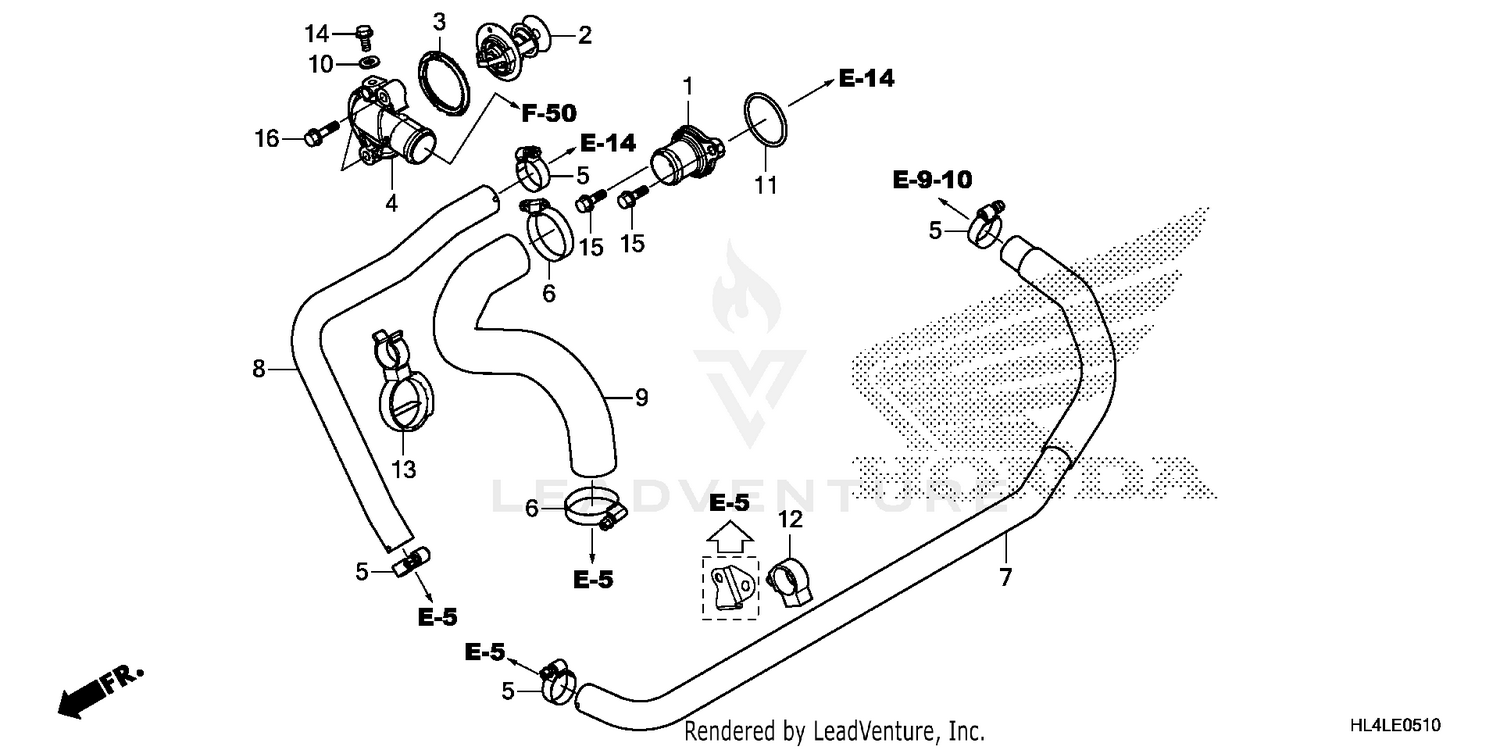 WATER HOSE@THERMOSTAT