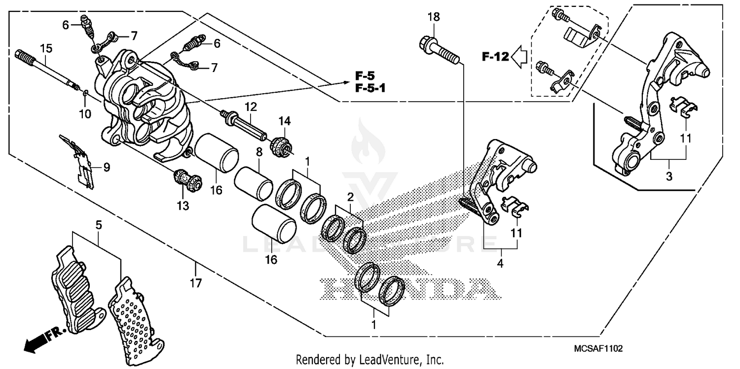 RIGHT FRONT BRAKE CALIPER ('08-)