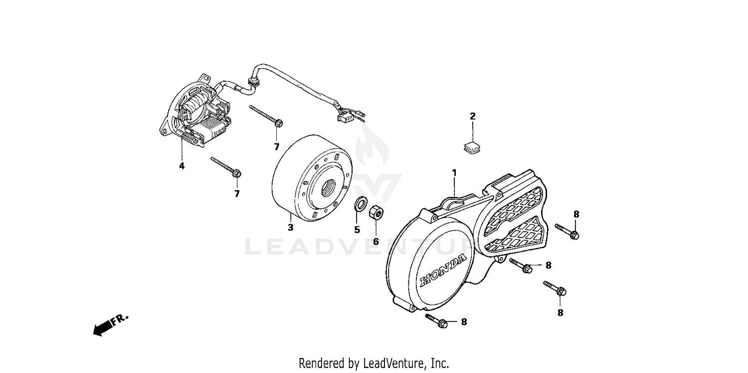 LEFT CRANKCASE COVER + AC GENERATOR