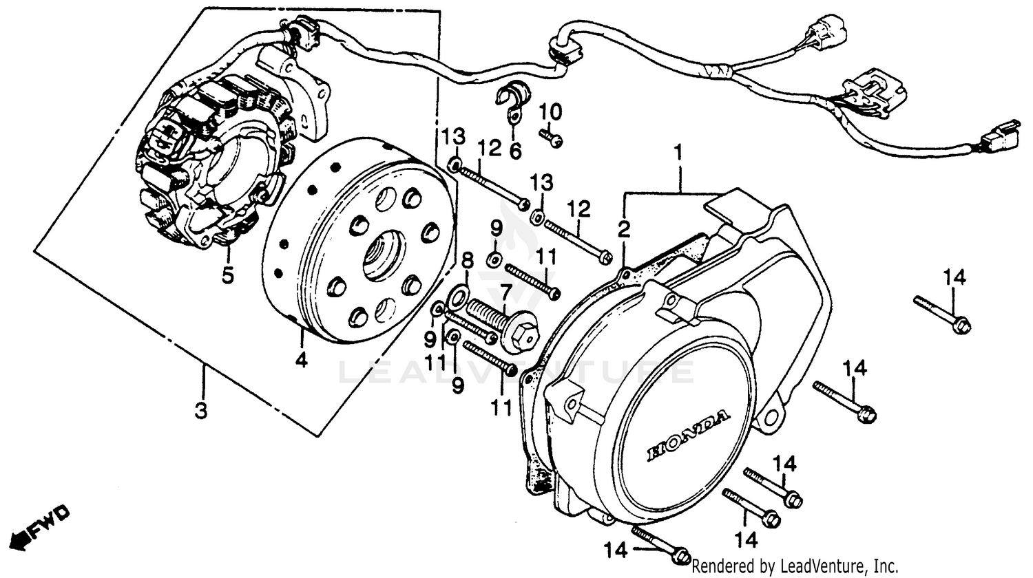 LEFT CRANKCASE COVER + ALTERNATOR