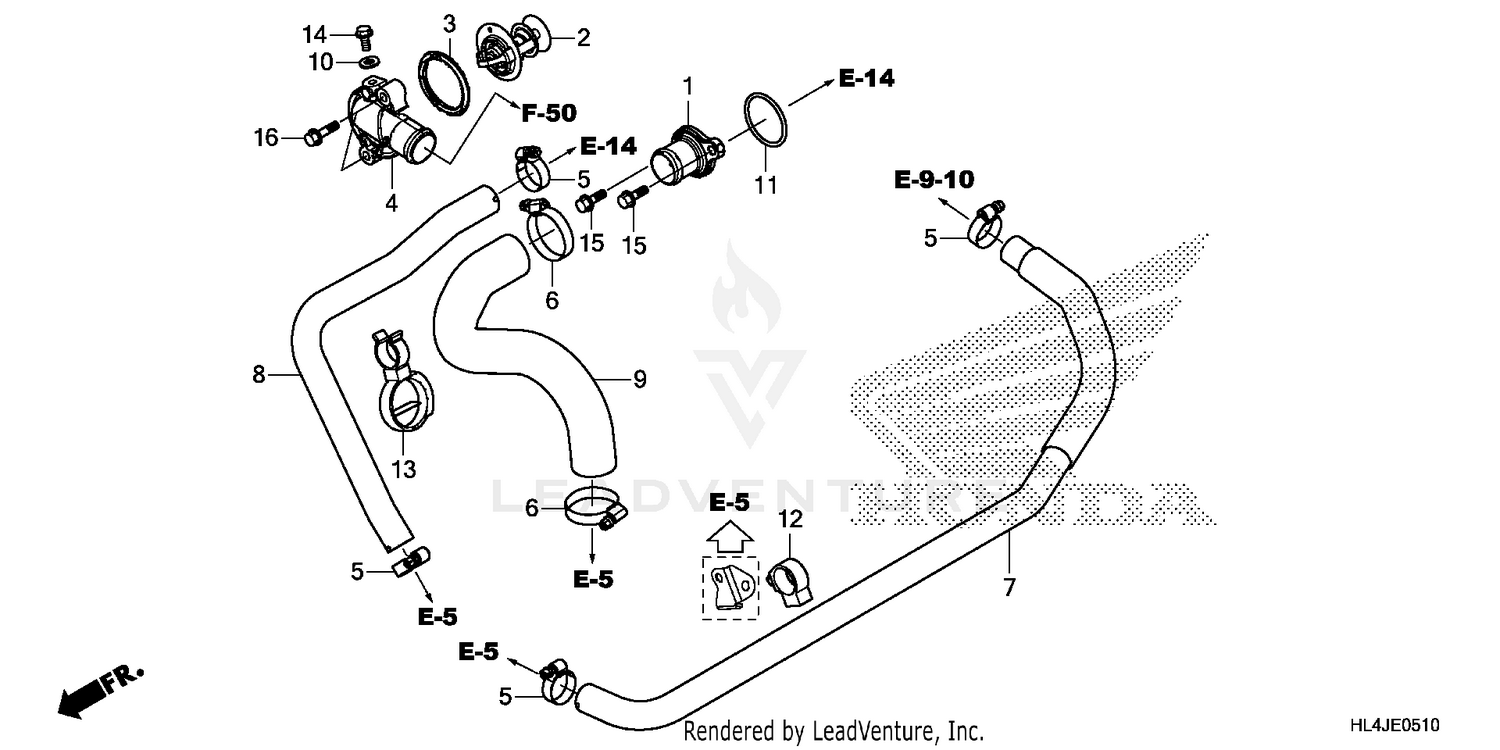 WATER HOSE@THERMOSTAT