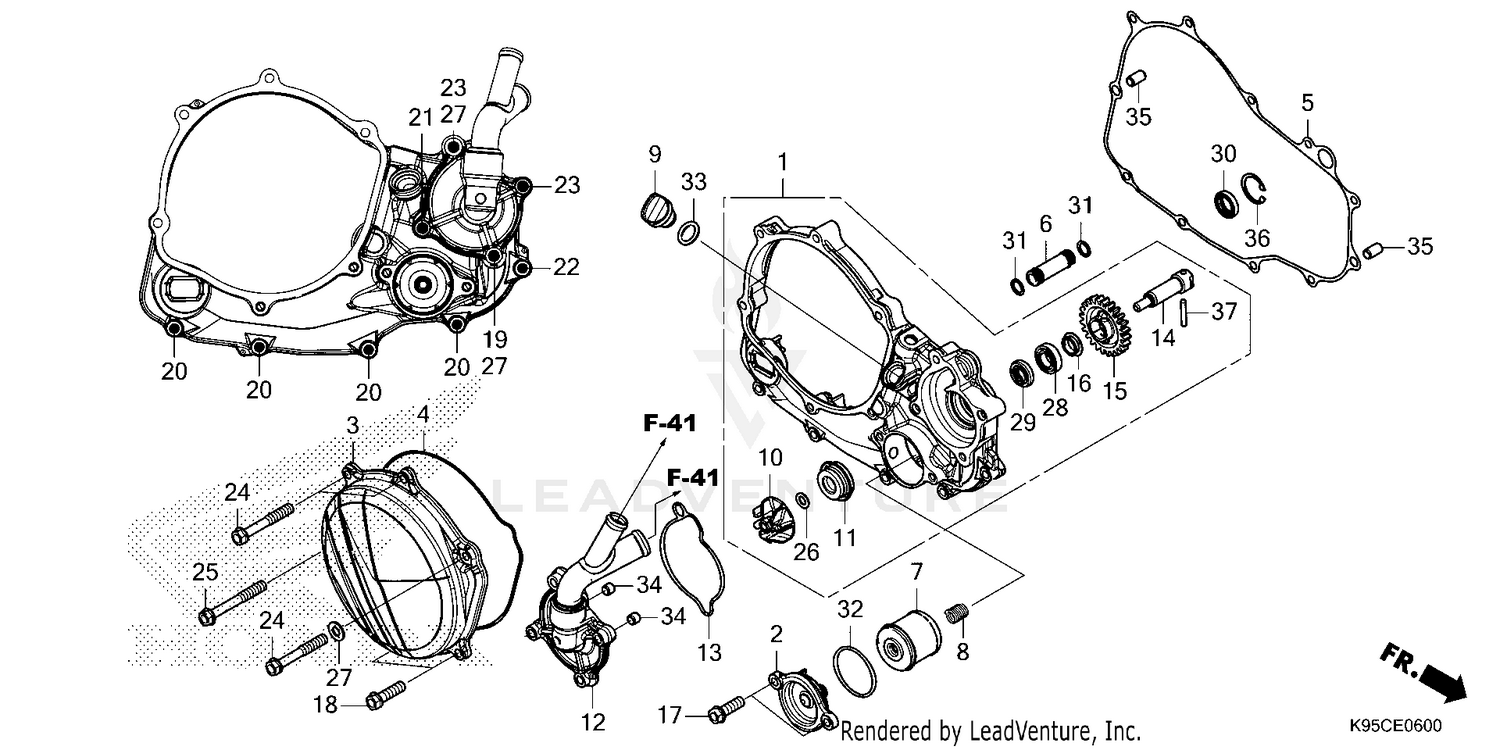 RIGHT CRANKCASE COVER    @WATER PUMP