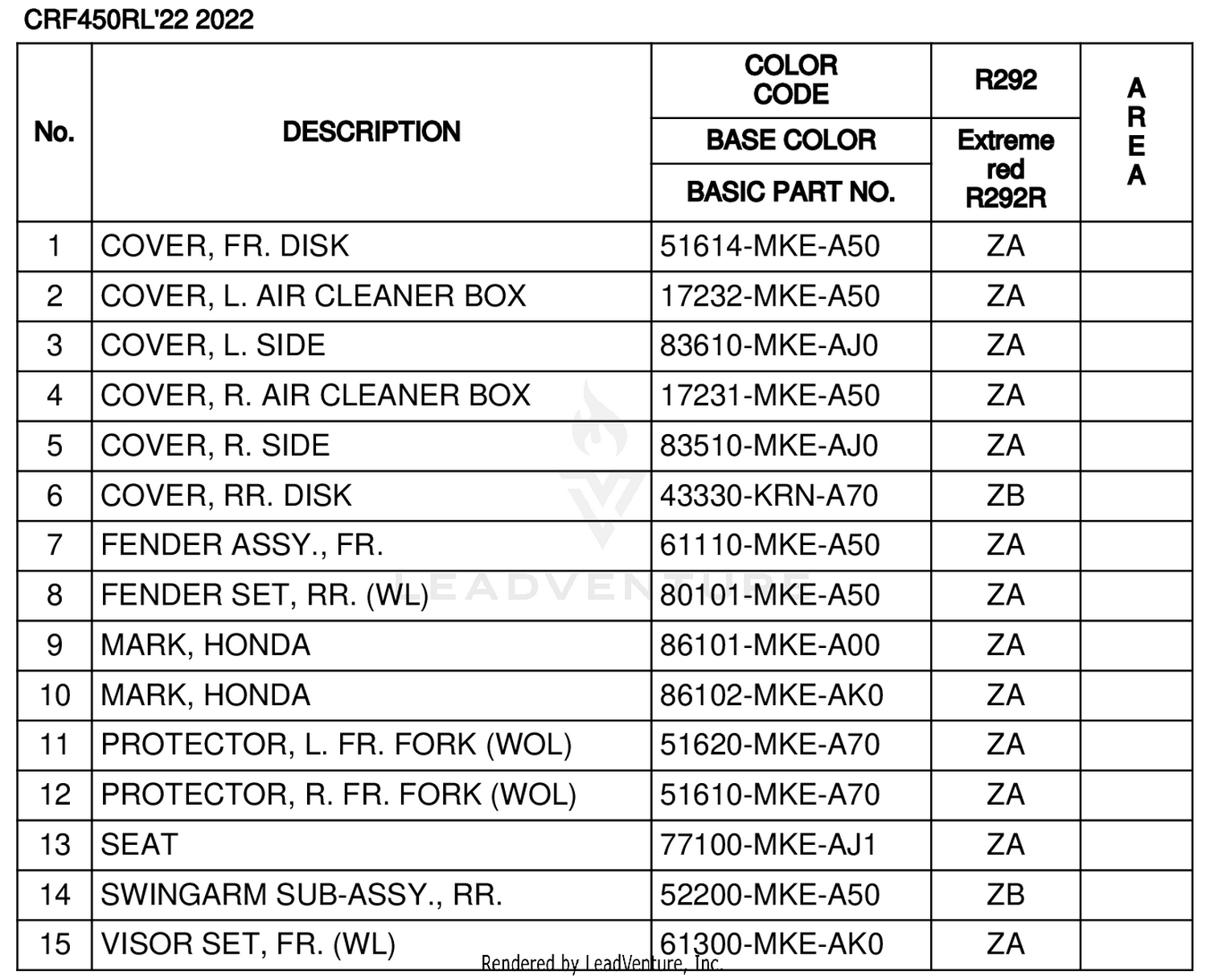 COLOR TABLE