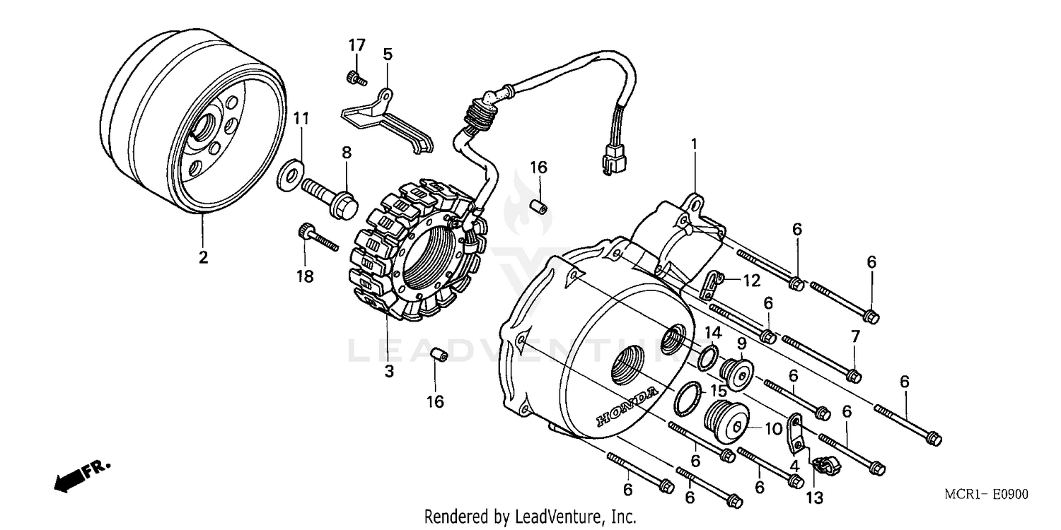 LEFT CRANKCASE COVER + ALTERNATOR