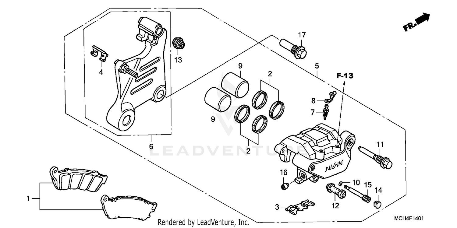 REAR BRAKE CALIPER ('05-)
