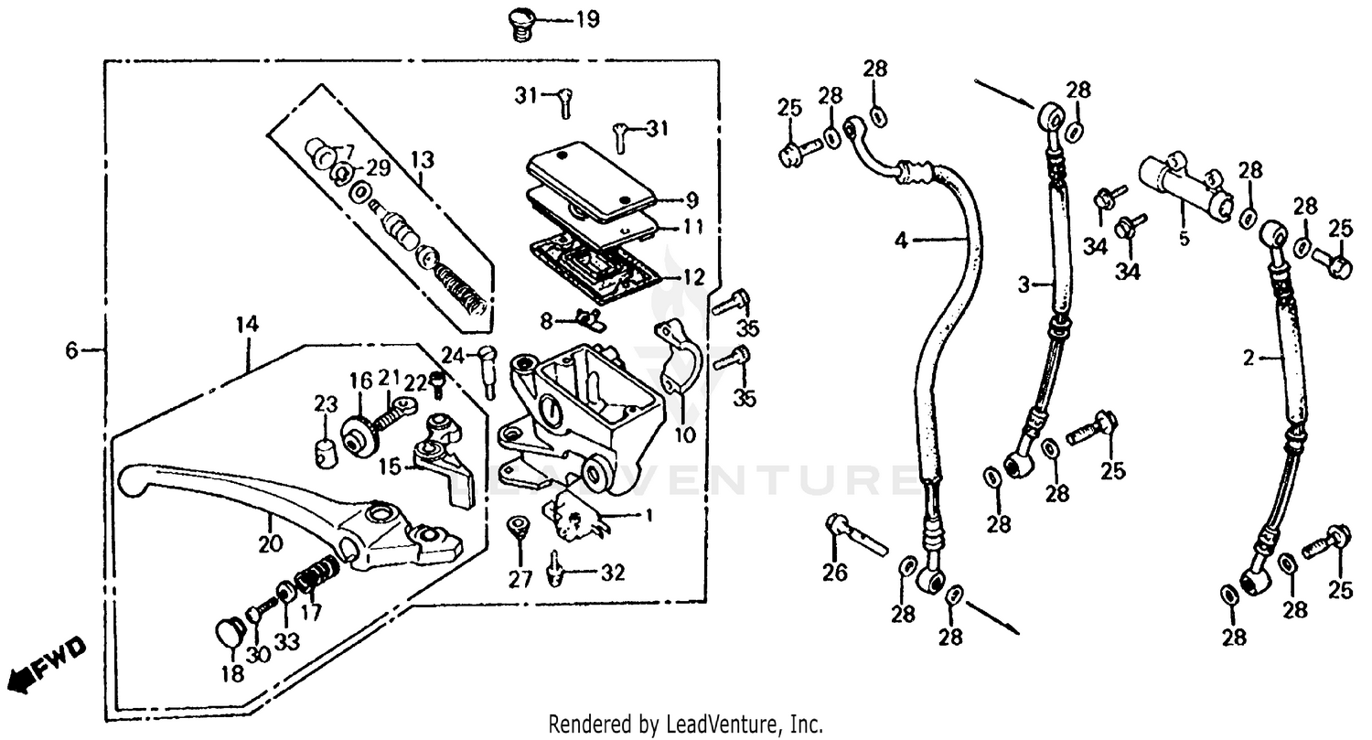 FRONT BRAKE MASTER CYL. + BRAKE CONTROL LEVER