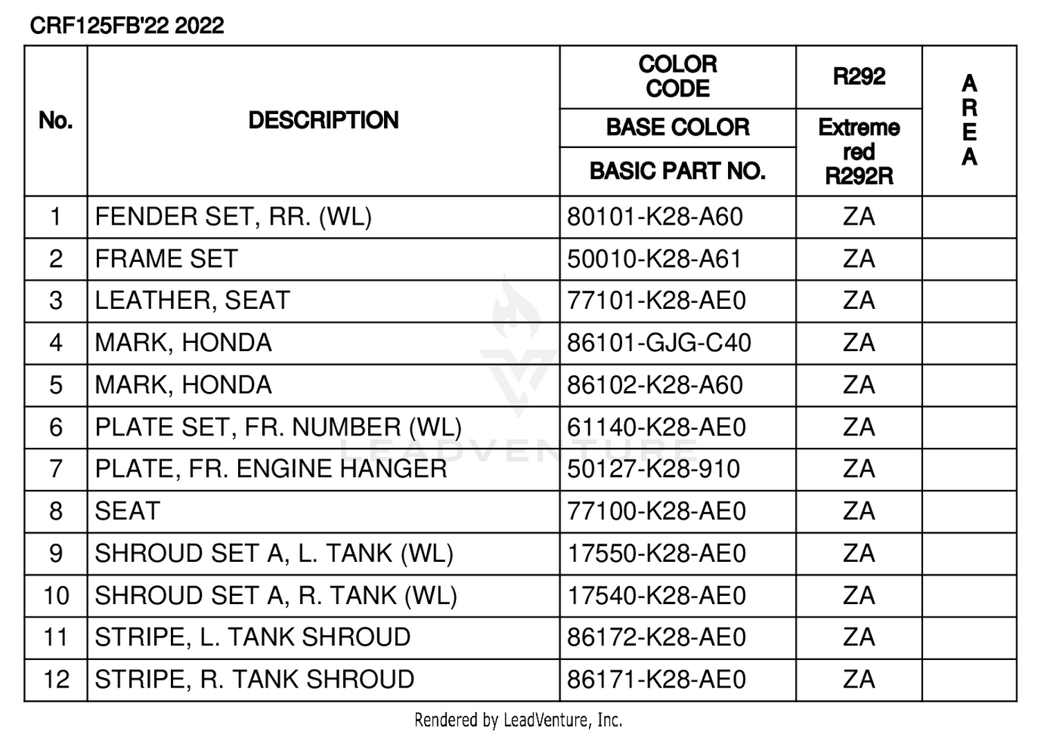 COLOR TABLE