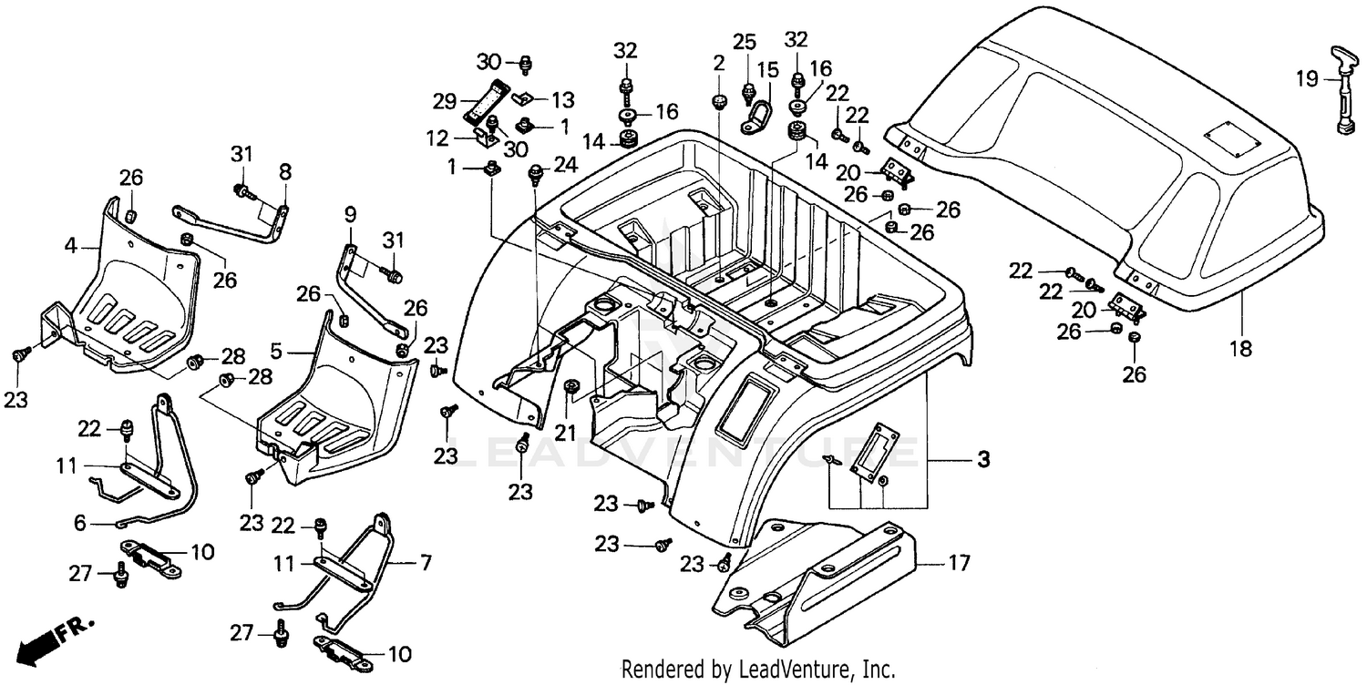 TRX 200 REAR FENDER 90-91