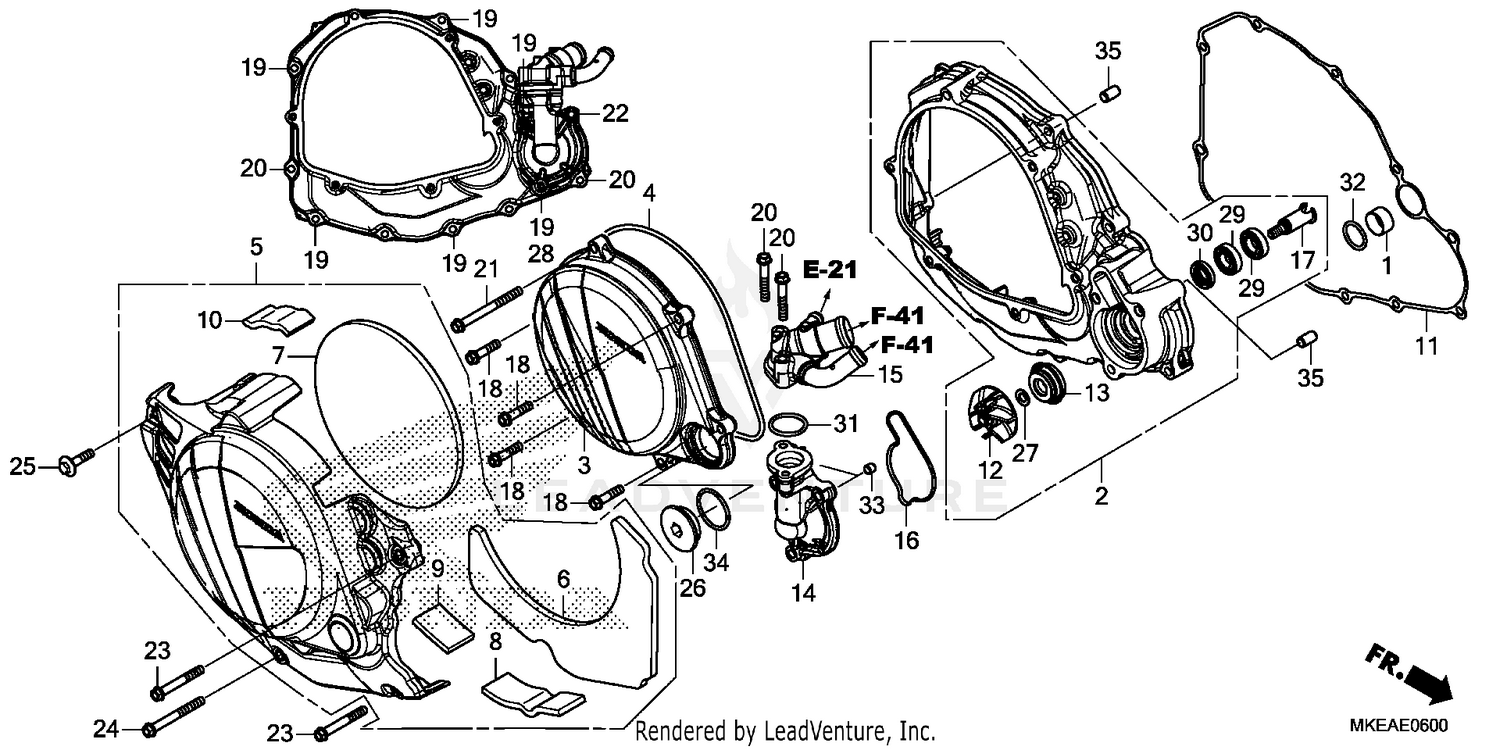 RIGHT CRANKCASE COVER    @WATER PUMP
