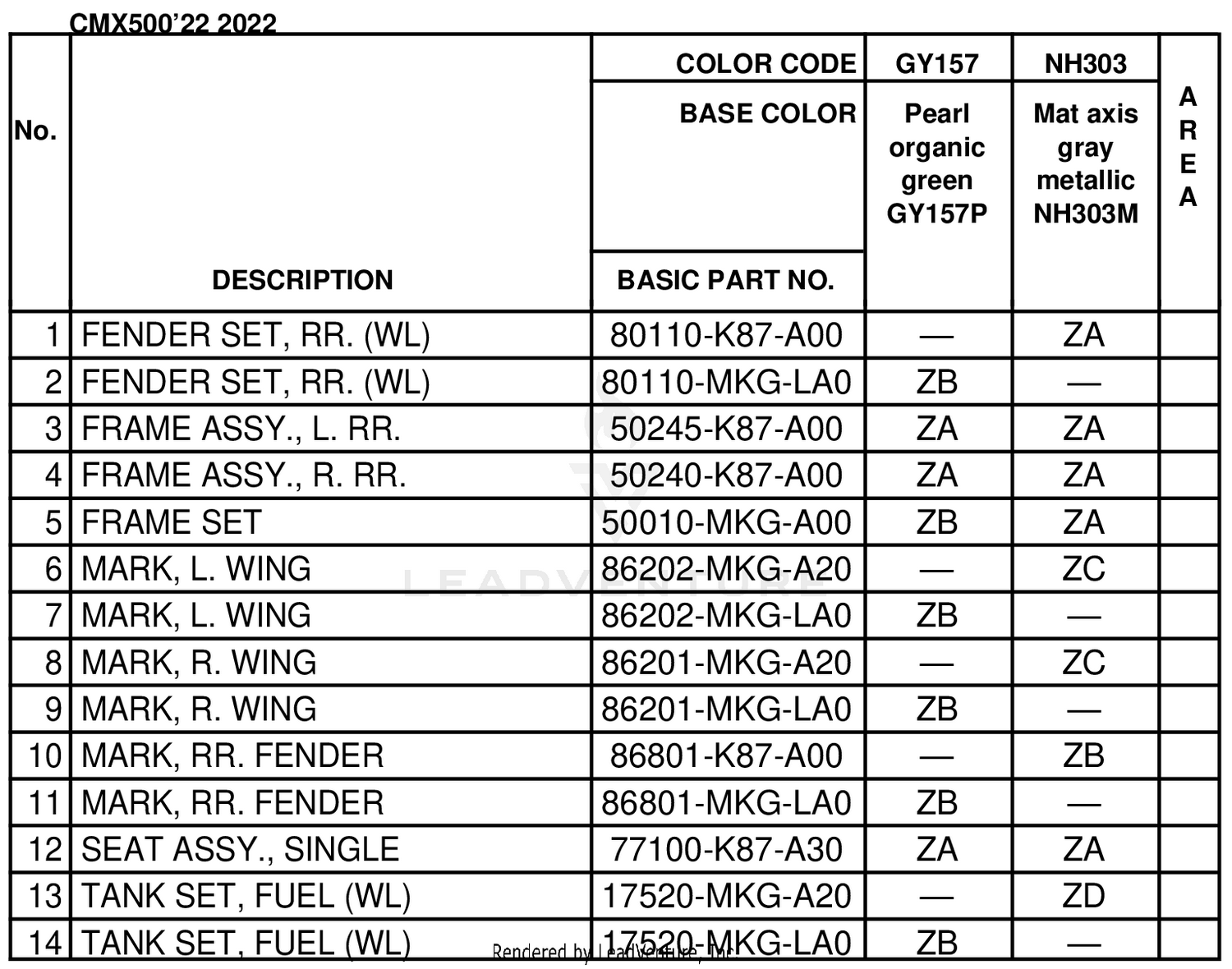 COLOR TABLE