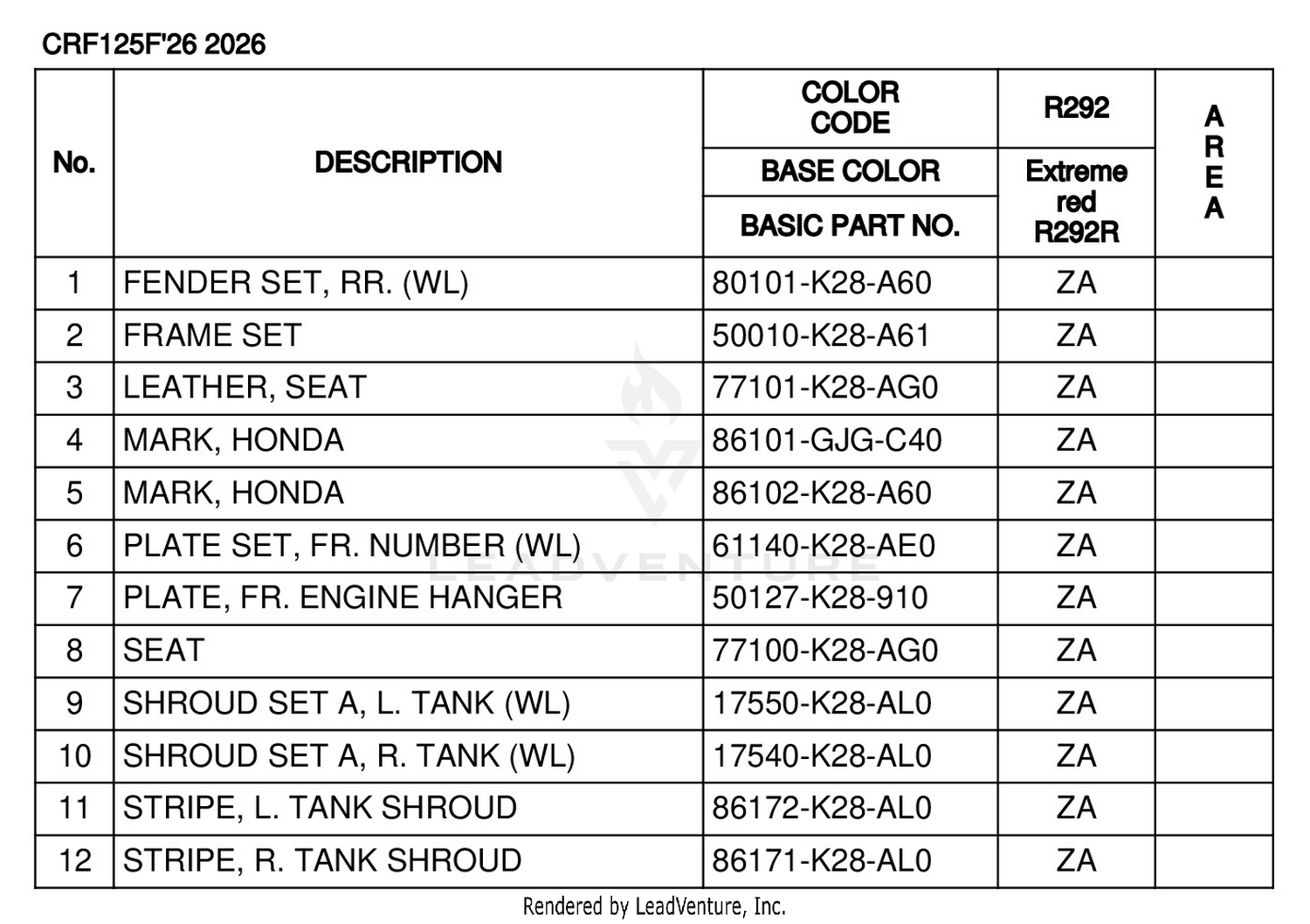 COLOR TABLE
