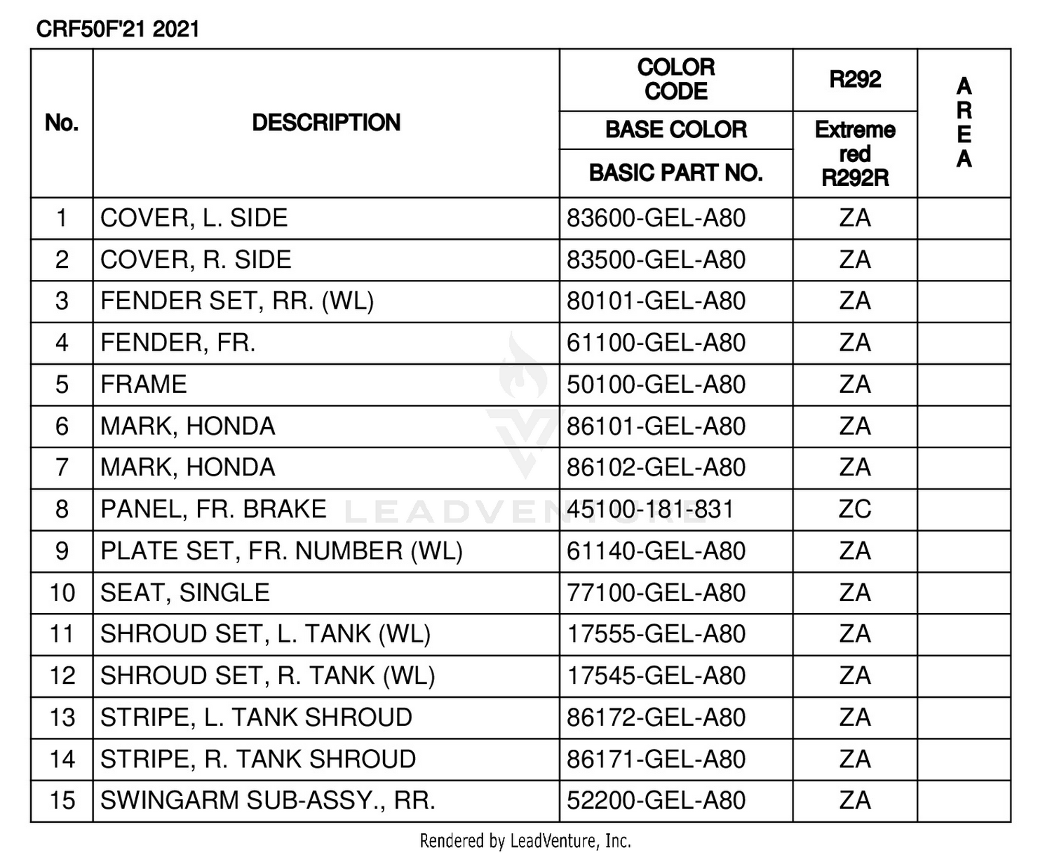 COLOR TABLE