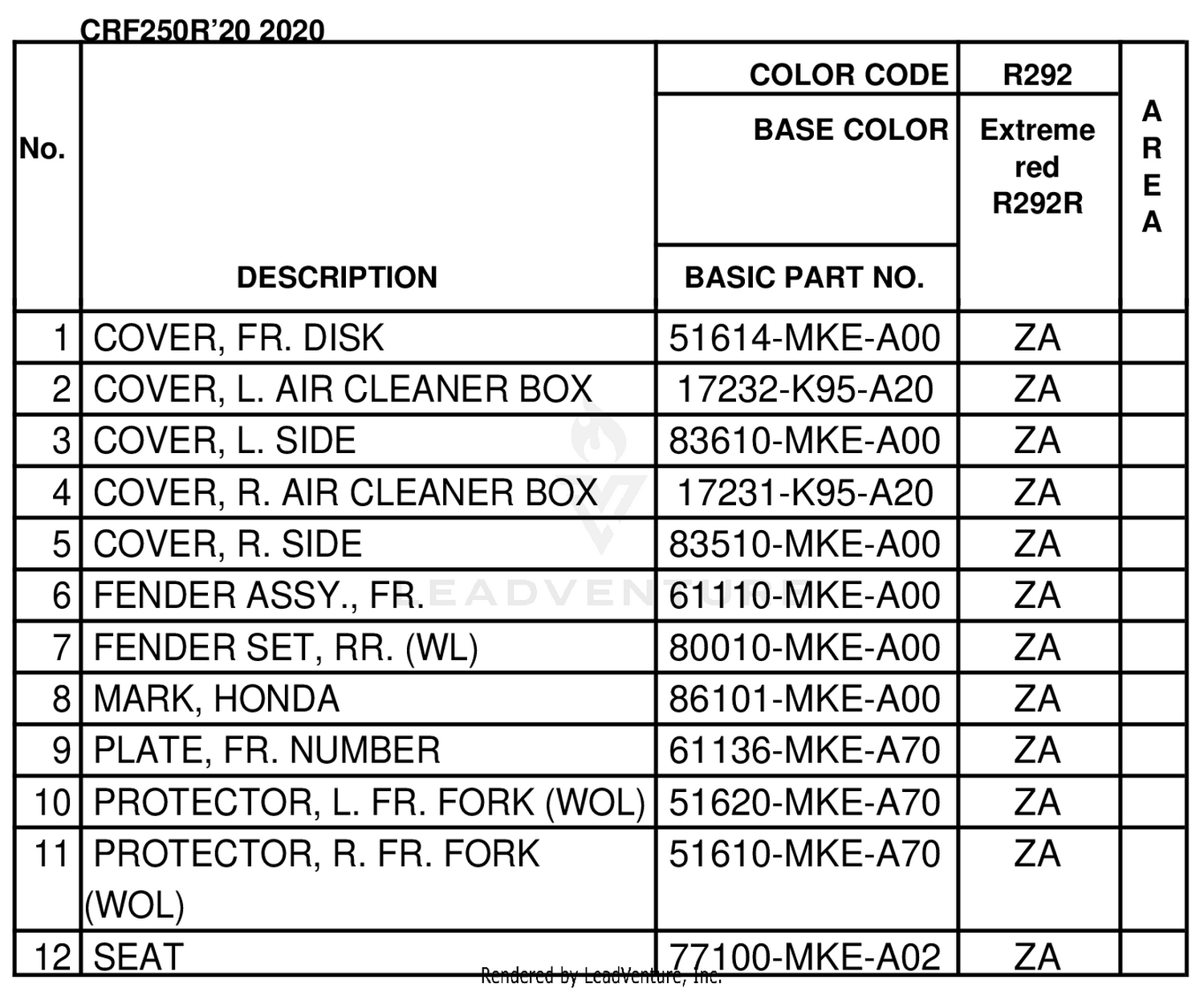COLOR TABLE