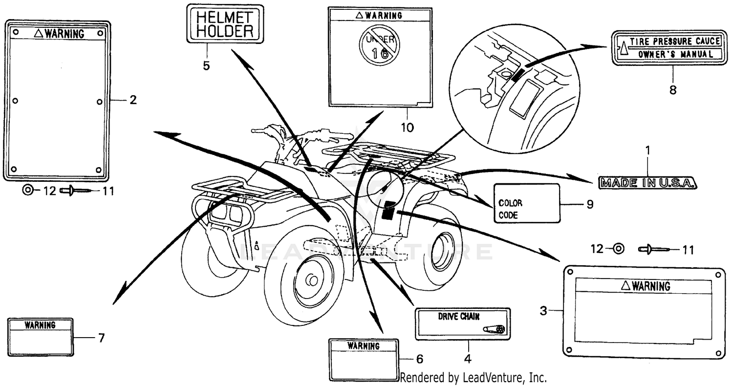 TRX 200DCAUTION LABEL 93-96