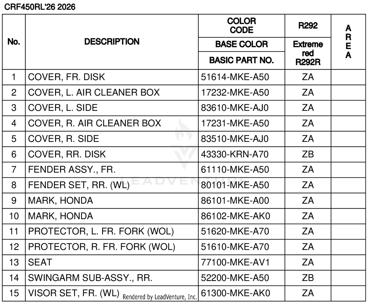 COLOR TABLE
