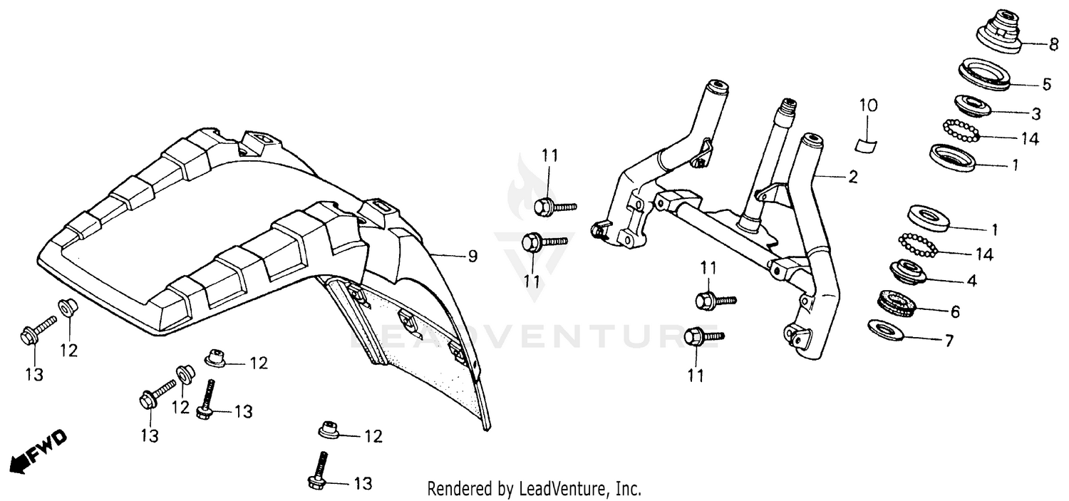 FRONT FENDER + STEERING STEM