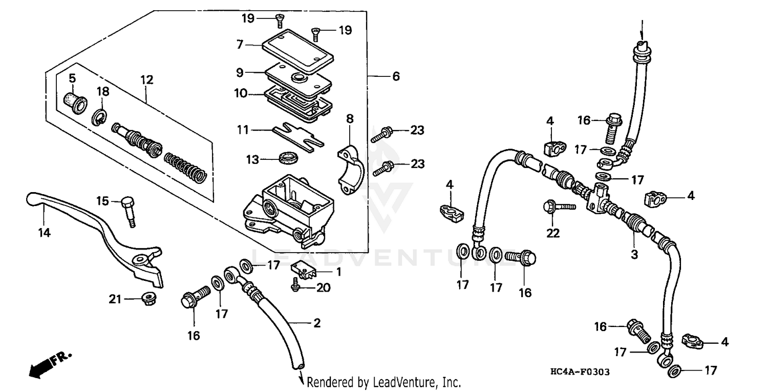 TRX300FWFRONT BRAKE MASTER CYLINDER 93-95
