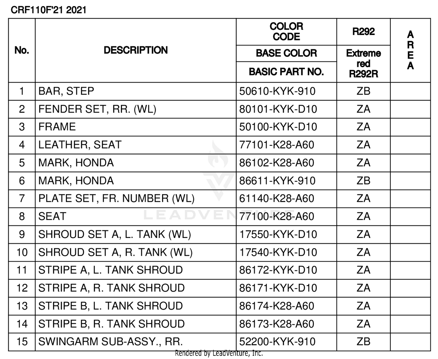 COLOR TABLE