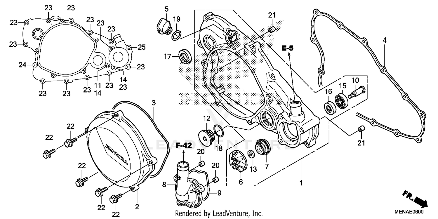 RIGHT CRANKCASE COVER    @WATER PUMP