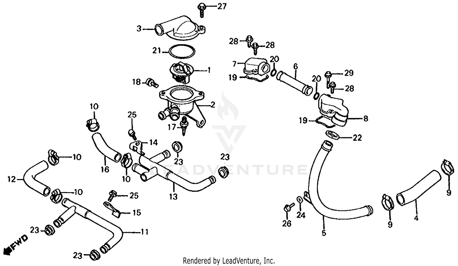 WATER PIPE + THERMOSTAT