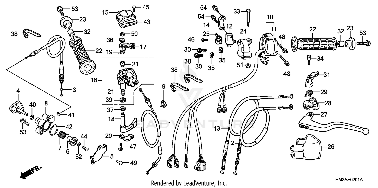 HANDLE LEVER + SWITCH + CABLE (TRX300EX'07-)