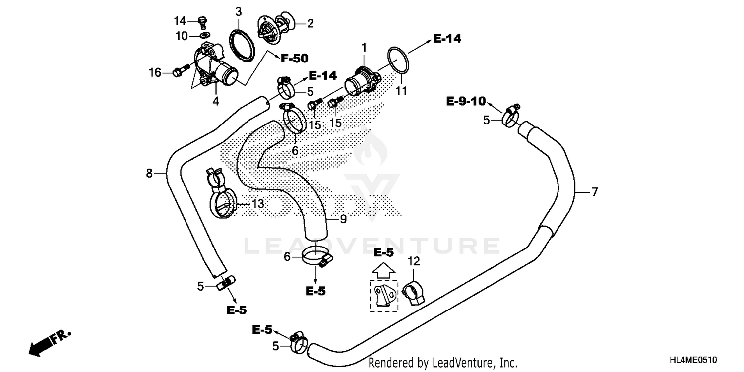WATER HOSE@THERMOSTAT