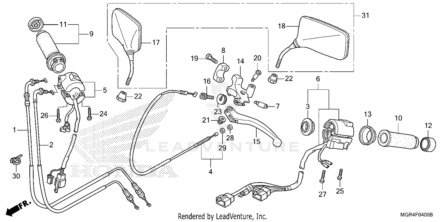 HANDLE LEVER@SWITCH@CABLE@MIRROR