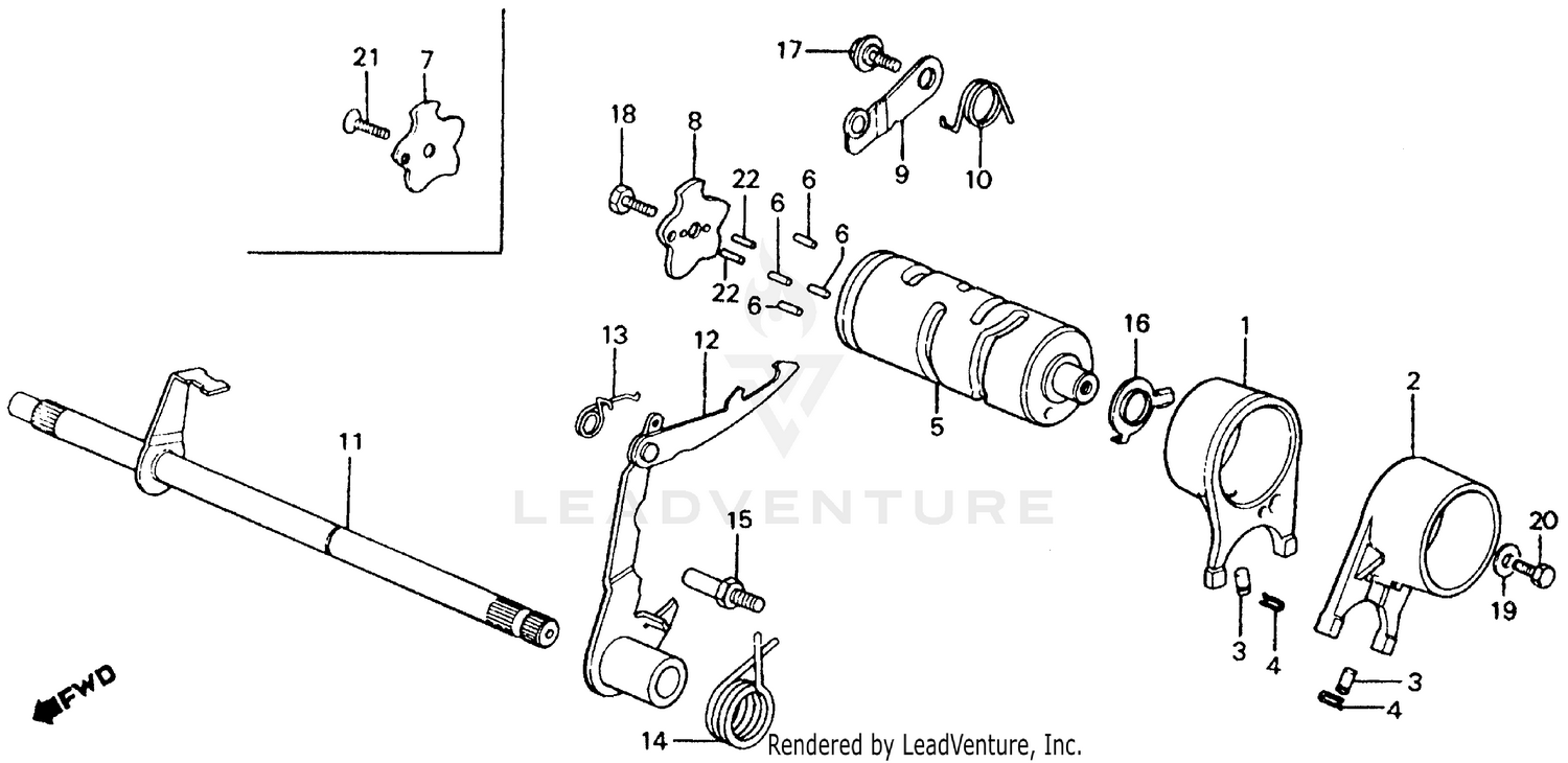 SHIFT DRUM + SHIFT FORK + GEARSHIFT