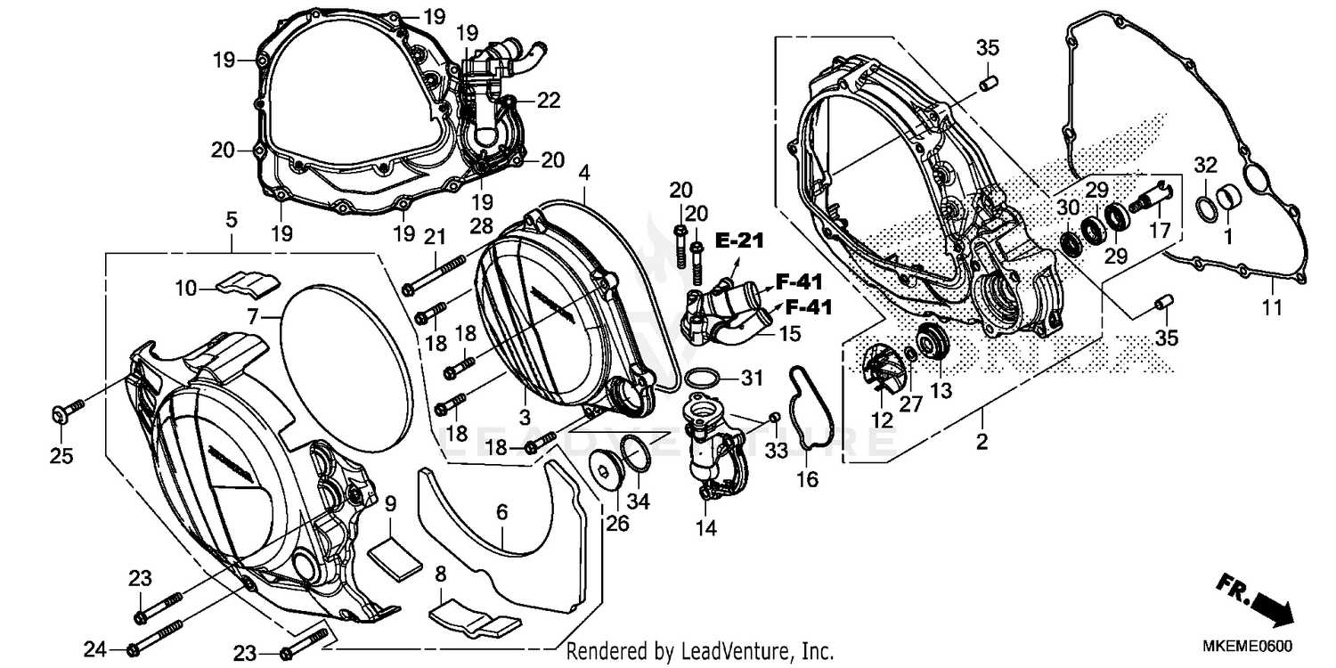 RIGHT CRANKCASE COVER    @WATER PUMP