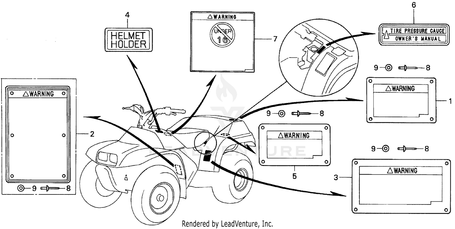 TRX 200 CAUTION LABEL 90-91