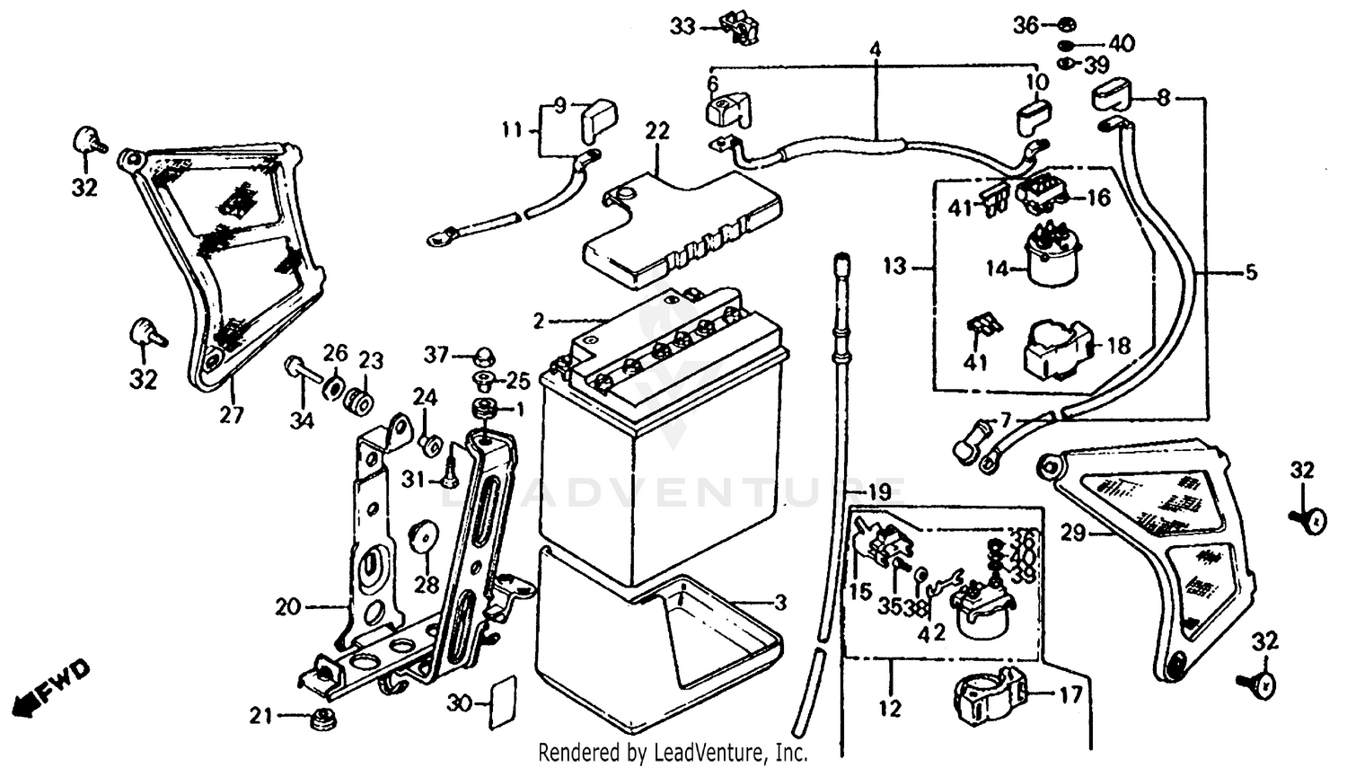 BATTERY + LEFT SIDE COVER + STARTER SWITCH