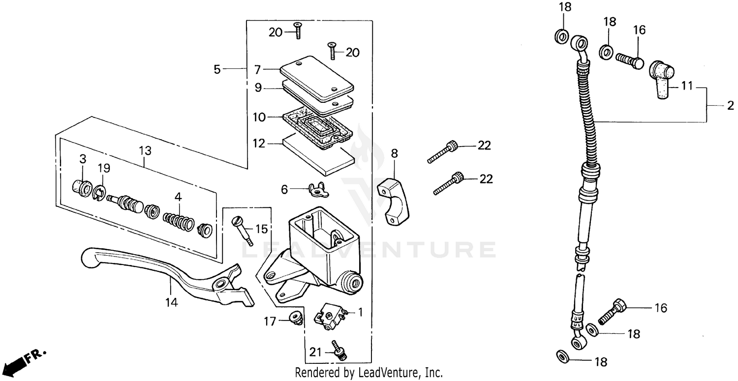 VT1100C FR. BRAKE MASTER CYL. 95-96