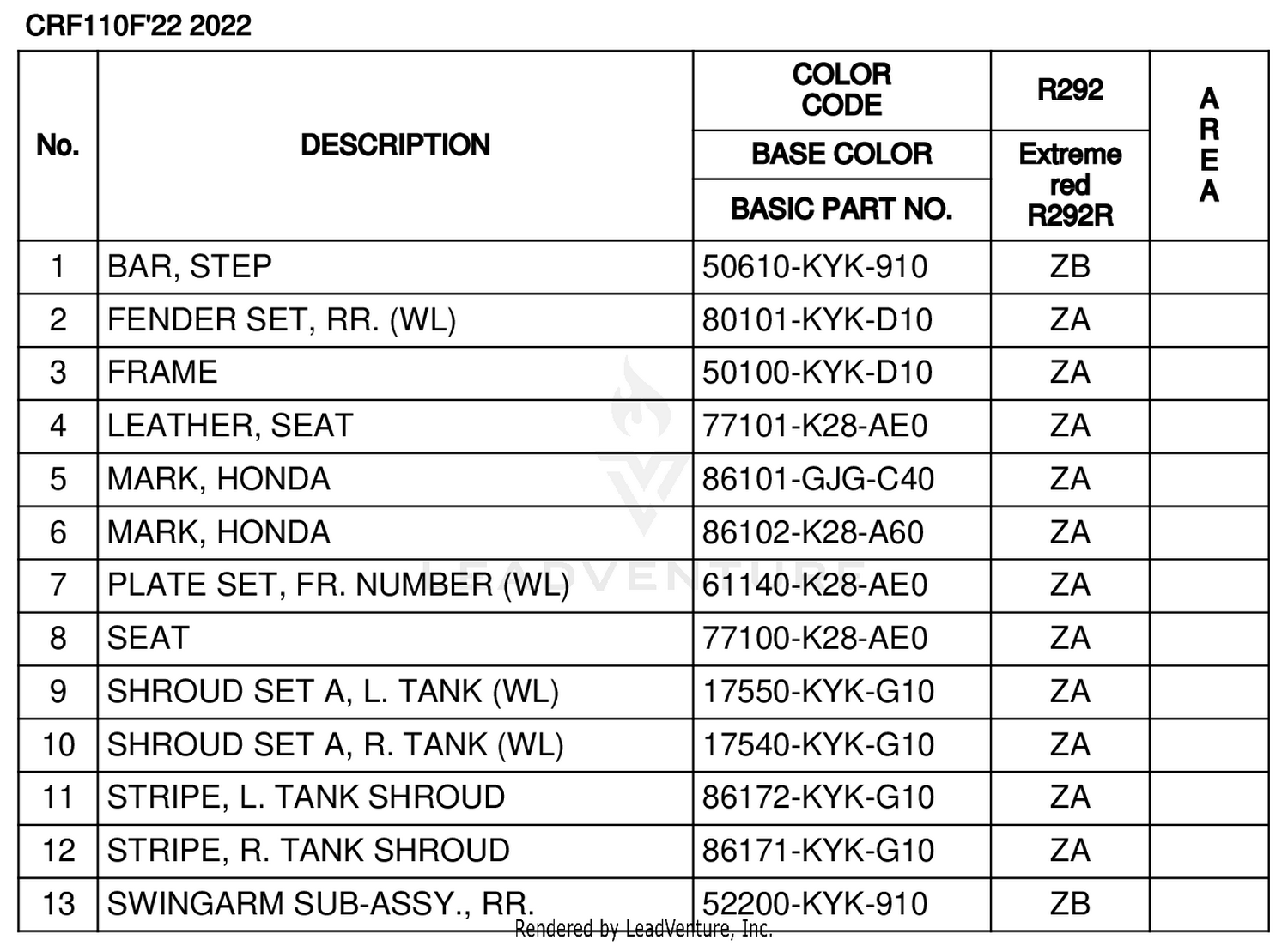 COLOR TABLE