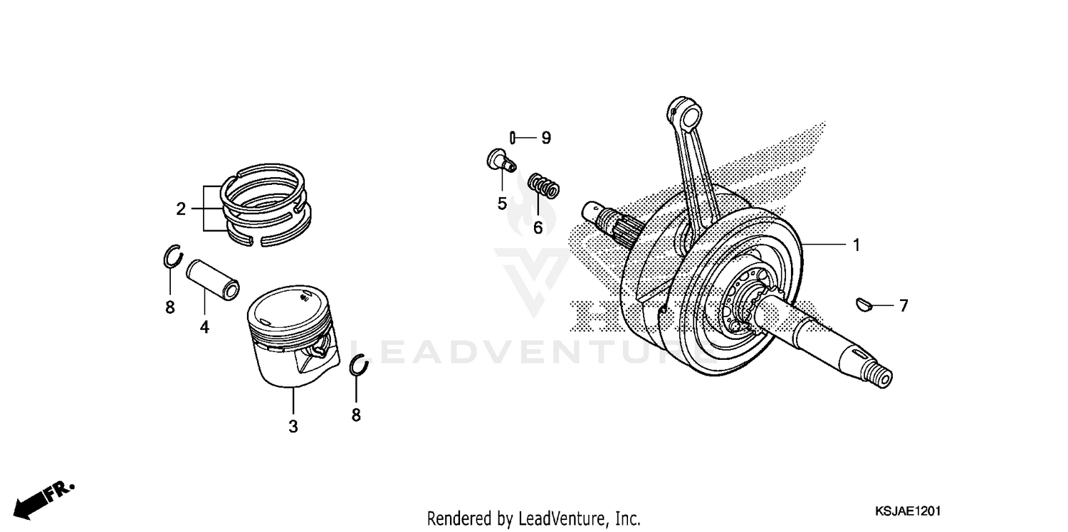 CRANKSHAFT + PISTON (CRF100F)