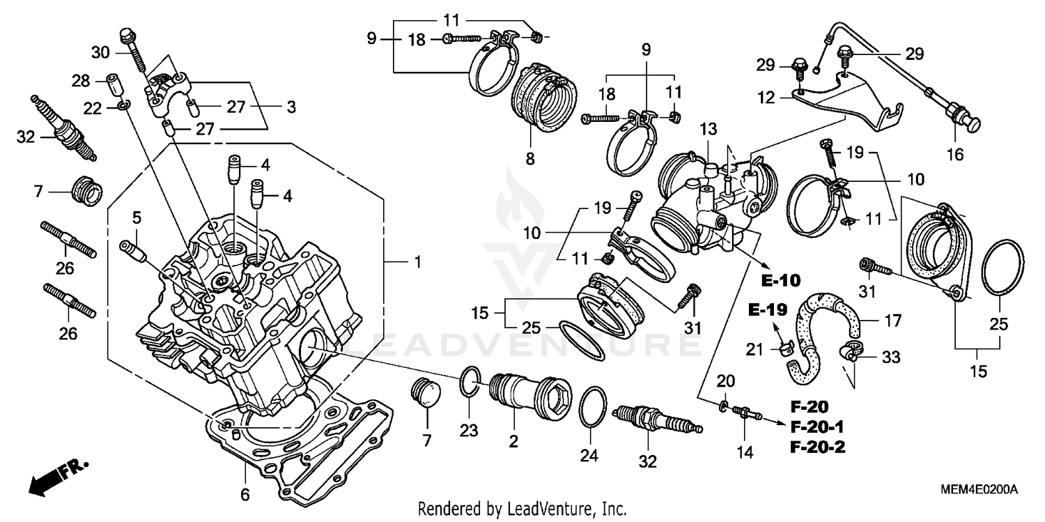 FRONT CYLINDER HEAD + INTAKE MANIFOLD