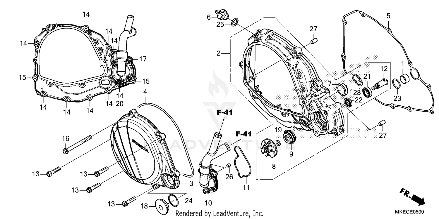 RIGHT CRANKCASE COVER    @WATER PUMP