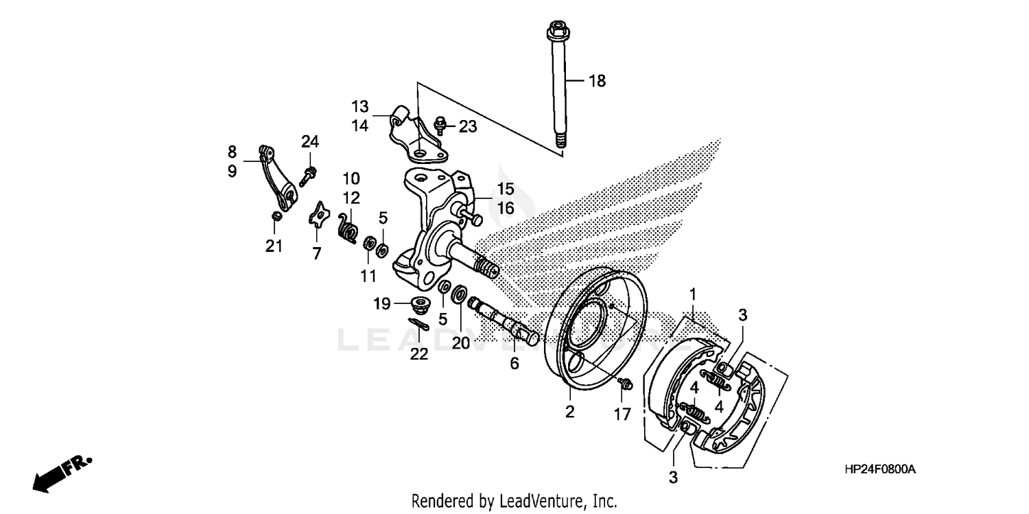KNUCKLE + FRONT BRAKE PANEL