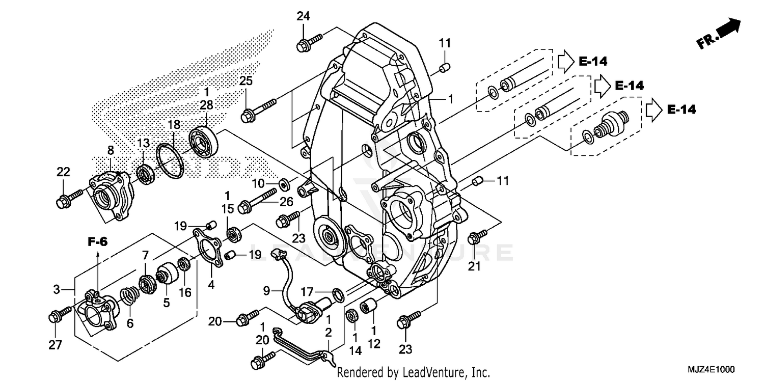 REAR CRANKCASE COVER     @CLUTCH SLAVE CYLINDER