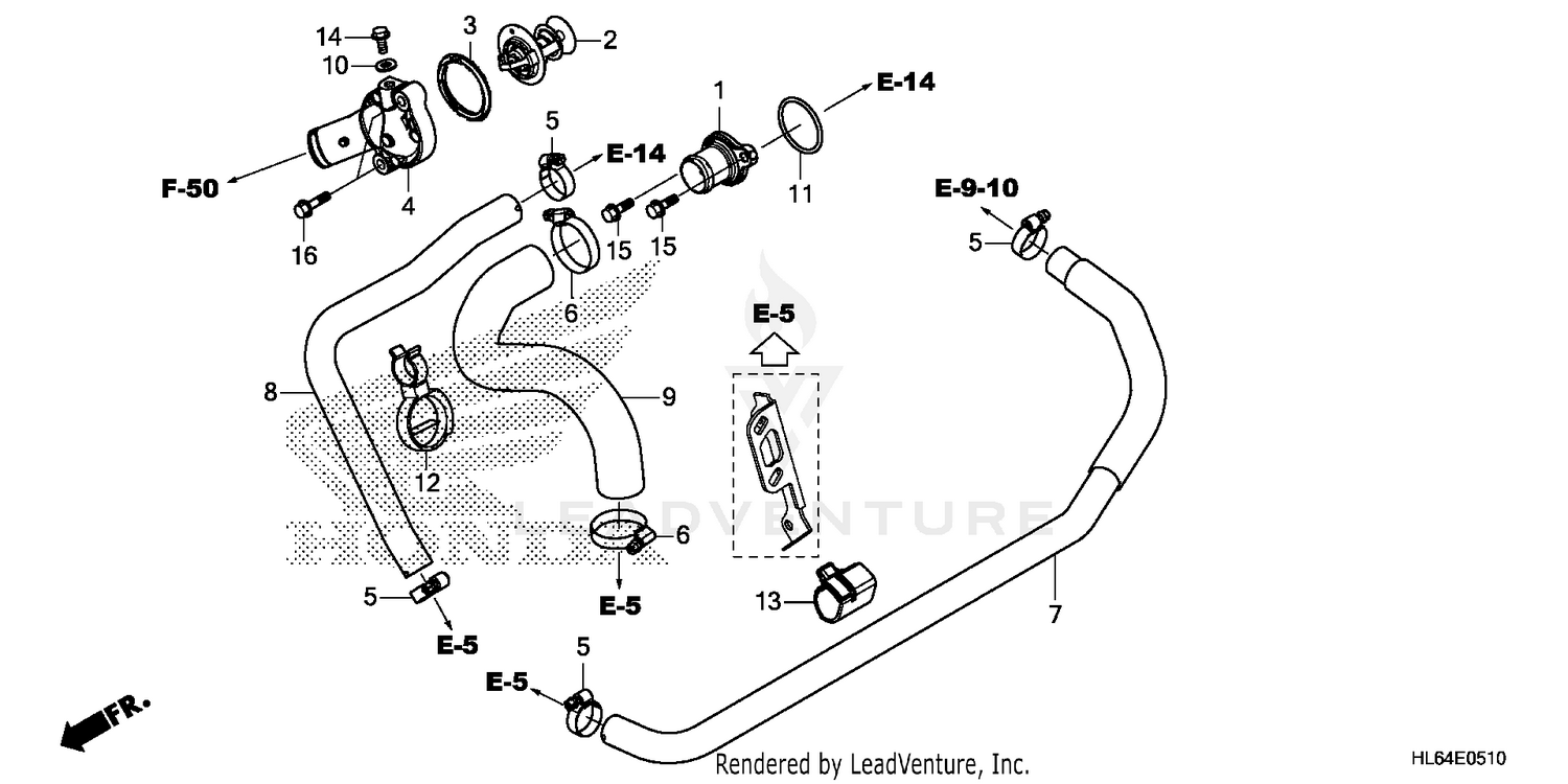 WATER HOSE@THERMOSTAT