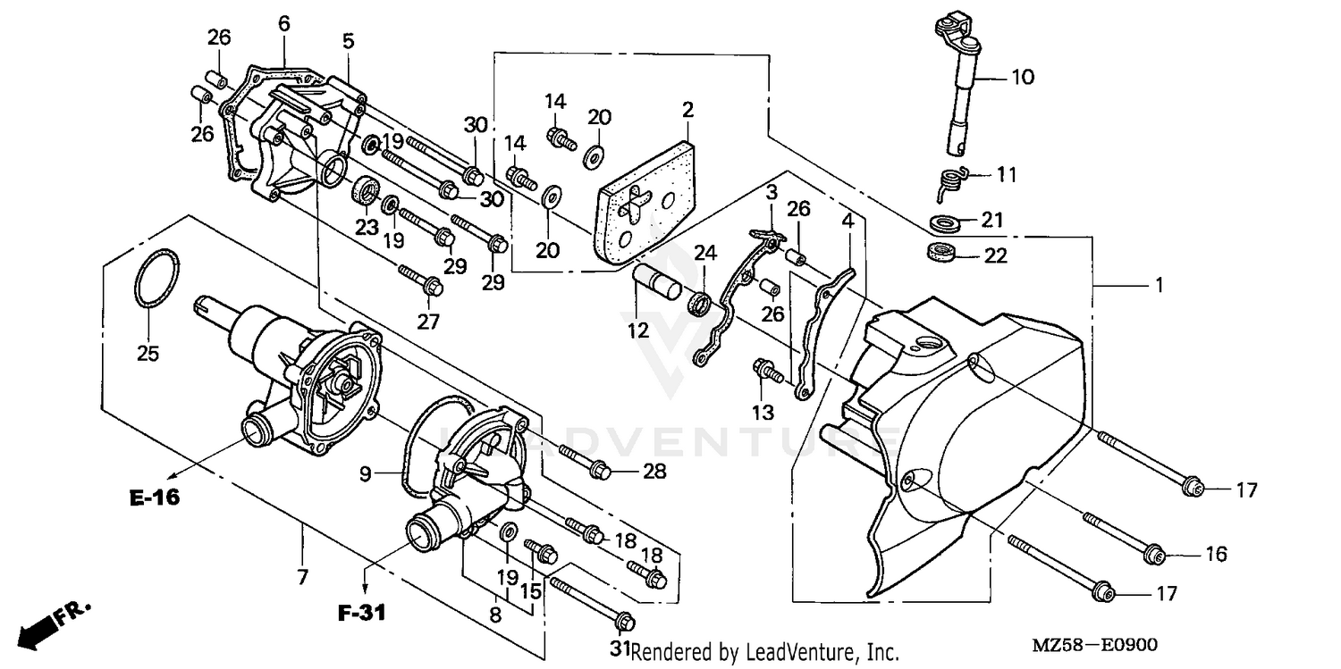 WATER PUMP + LEFT CRANKCASE COVER